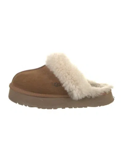 Pre-owned Ugg Suede Colorblock Pattern Mules In Brown