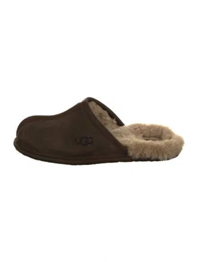 Pre-owned Ugg Suede Colorblock Pattern Mules In Brown