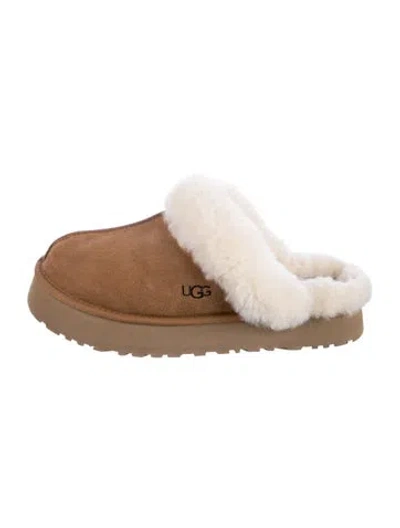 Pre-owned Ugg Suede Colorblock Pattern Mules In Brown