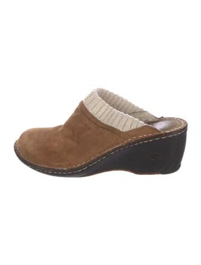 Pre-owned Ugg Suede Colorblock Pattern Mules In Brown