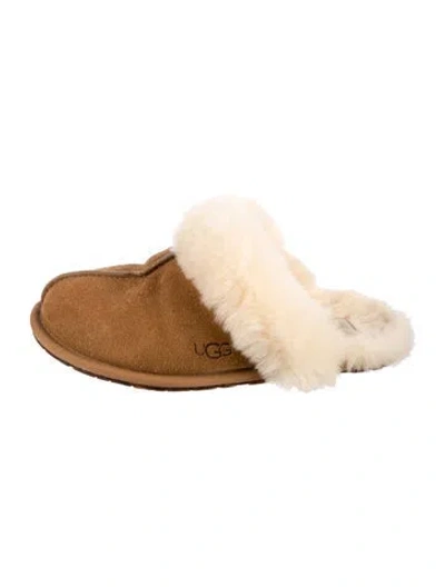 Pre-owned Ugg Suede Colorblock Pattern Mules In Brown