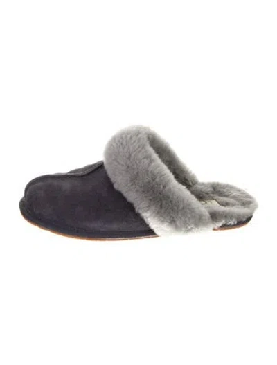 Pre-owned Ugg Suede Colorblock Pattern Mules In Gray