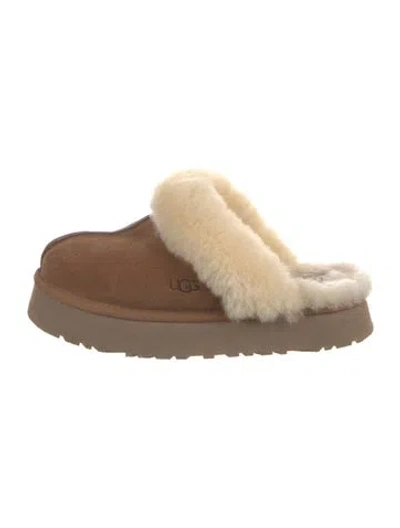 Pre-owned Ugg Suede Colorblock Pattern Mules In Neutral