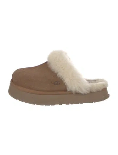 Pre-owned Ugg Suede Colorblock Pattern Mules In Neutral
