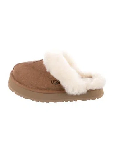Pre-owned Ugg Suede Colorblock Pattern Mules In Neutral