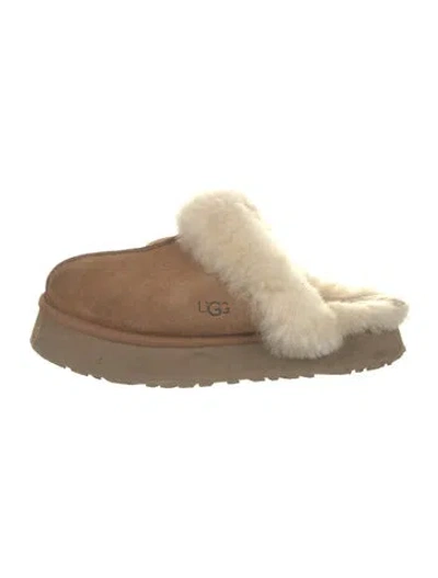 Pre-owned Ugg Suede Colorblock Pattern Mules In Neutral