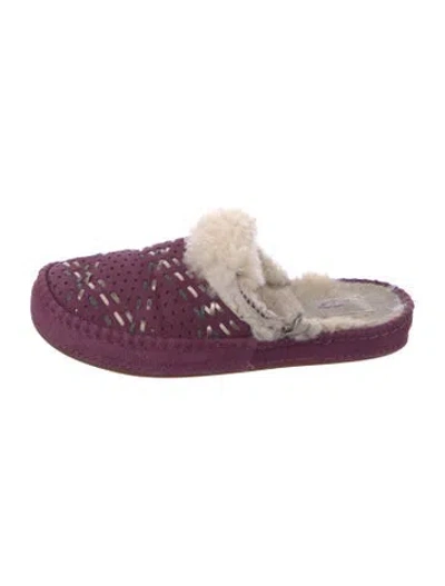Pre-owned Ugg Suede Colorblock Pattern Mules In Purple