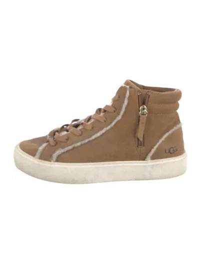 Pre-owned Ugg Suede Colorblock Pattern Sneakers In Brown