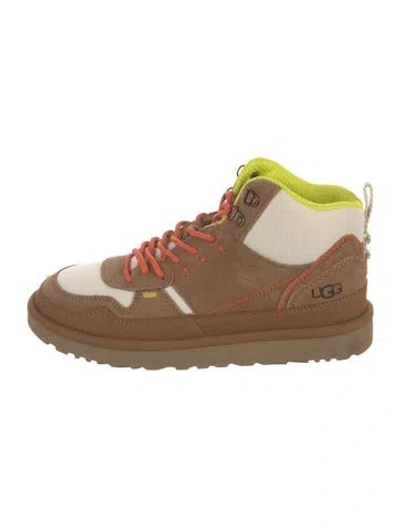 Pre-owned Ugg Suede Colorblock Pattern Sneakers In Brown