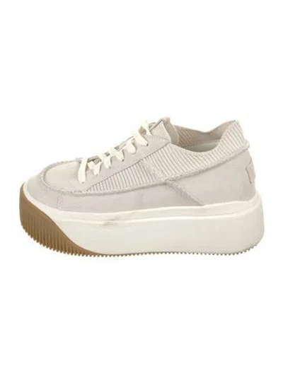 Pre-owned Ugg Suede Colorblock Pattern Sneakers In White