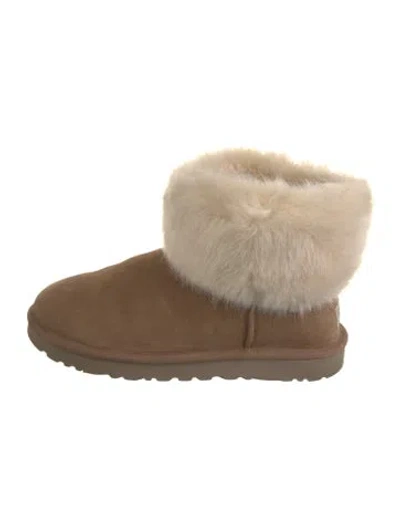 Pre-owned Ugg Suede Colorblock Pattern Snow Boots In Neutral