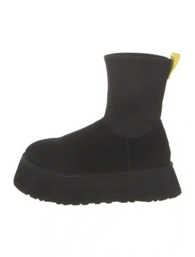 Pre-owned Ugg Suede Combat Boots In Black