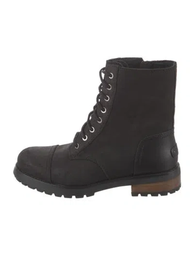 Pre-owned Ugg Suede Combat Boots In Black