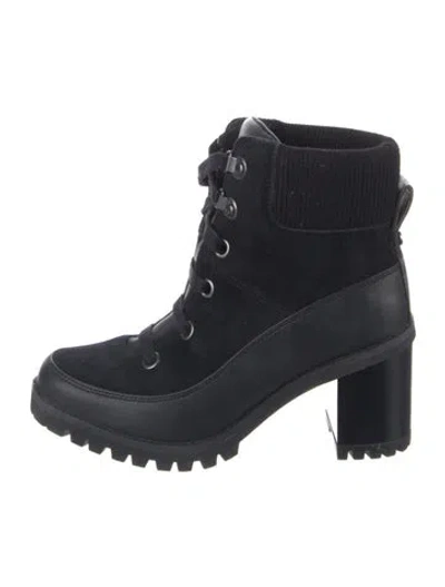 Pre-owned Ugg Suede Combat Boots In Black