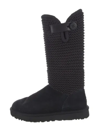 Pre-owned Ugg Suede Combat Boots In Black