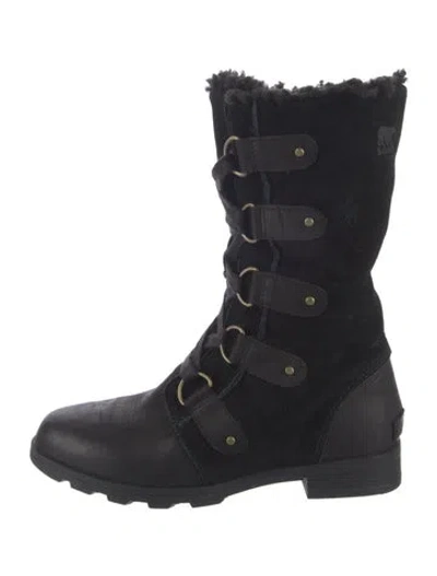 Pre-owned Ugg Suede Combat Boots In Black