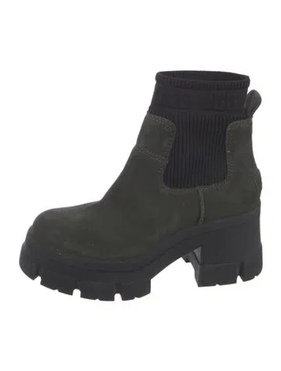 Pre-owned Ugg Suede Combat Boots In Black