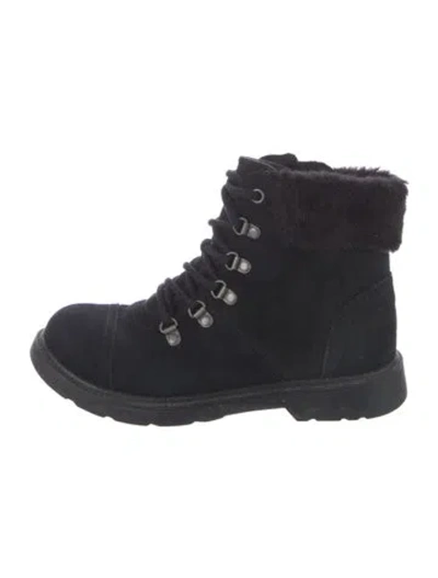 Pre-owned Ugg Suede Combat Boots In Blue