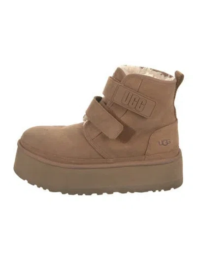 Pre-owned Ugg Suede Combat Boots In Brown