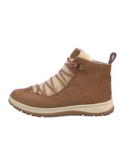 Pre-owned Ugg Suede Combat Boots In Brown