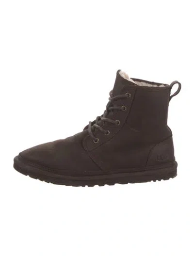 Pre-owned Ugg Suede Combat Boots In Brown