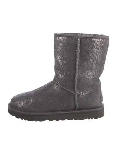 Pre-owned Ugg Suede Combat Boots In Gray