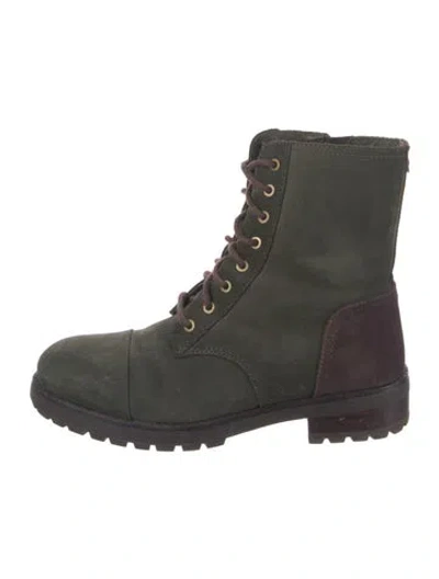 Pre-owned Ugg Suede Combat Boots In Green