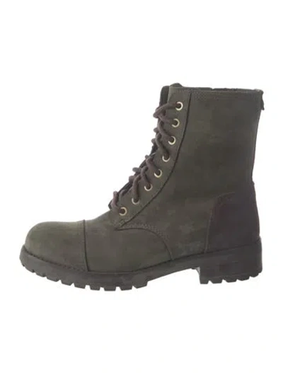Pre-owned Ugg Suede Combat Boots In Green