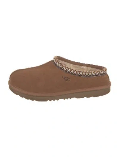 Pre-owned Ugg Suede Crochet Trim Mules In Brown