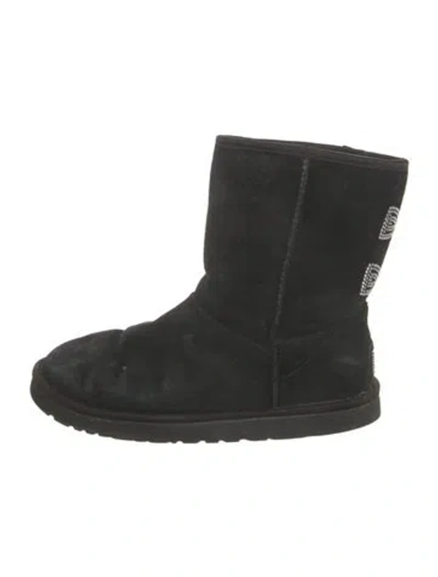 Pre-owned Ugg Suede Crystal Embellishments Boots In Black