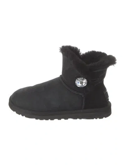 Pre-owned Ugg Suede Crystal Embellishments Boots In Black