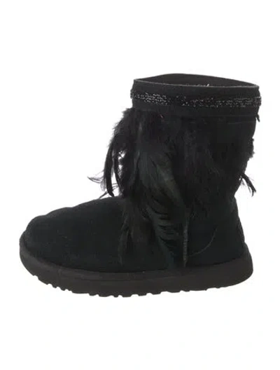 Pre-owned Ugg Suede Crystal Embellishments Boots In Black