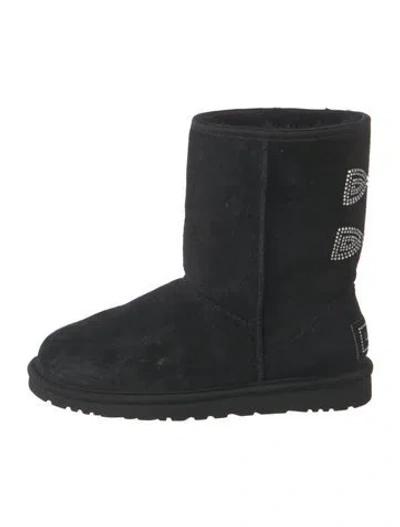 Pre-owned Ugg Suede Crystal Embellishments Boots In Black