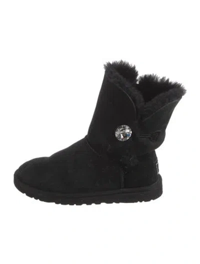 Pre-owned Ugg Suede Crystal Embellishments Boots In Black