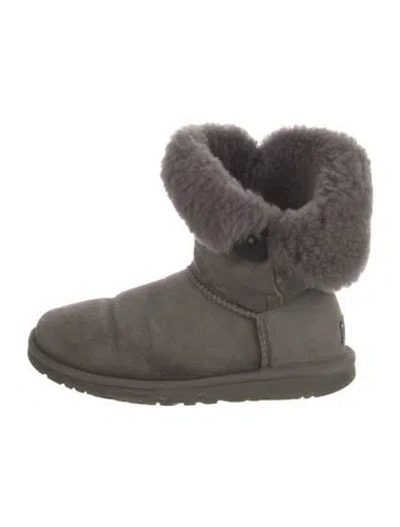 Pre-owned Ugg Suede Crystal Embellishments Boots In Gray