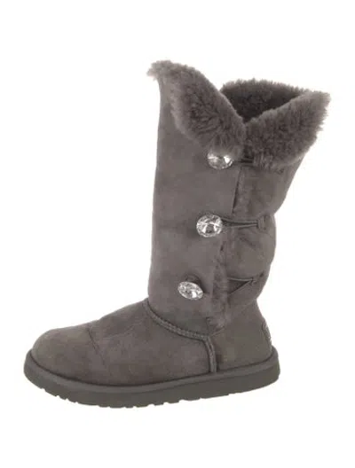 Pre-owned Ugg Suede Crystal Embellishments Boots In Grey