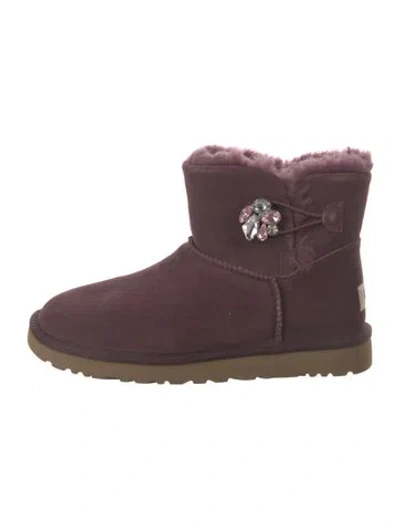 Pre-owned Ugg Suede Crystal Embellishments Boots In Purple