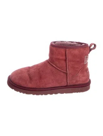 Pre-owned Ugg Suede Crystal Embellishments Boots In Red