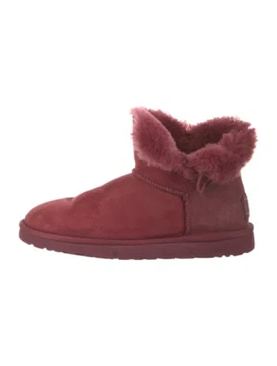 Pre-owned Ugg Suede Crystal Embellishments Boots In Red
