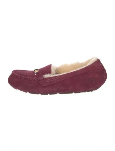 Pre-owned Ugg Suede Crystal Embellishments Flats In Pink