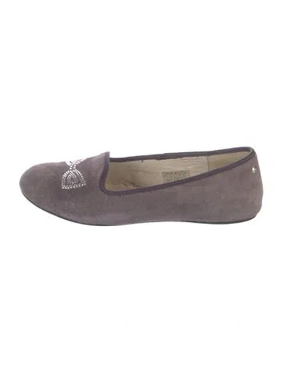Pre-owned Ugg Suede Crystal Embellishments Flats In Purple