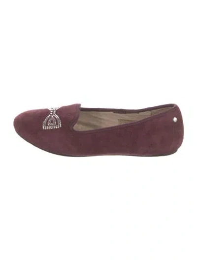 Pre-owned Ugg Suede Crystal Embellishments Loafers In Burgundy