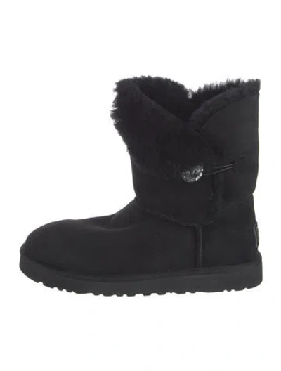 Pre-owned Ugg Suede Crystal Embellishments Slouch Boots In Black