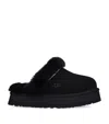 Ugg Disquette Shearling-trimmed Suede Slippers In Black