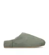 Ugg Grey Suede Slippers With Shearling Interior In Green
