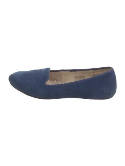 Pre-owned Ugg Suede Embroidered Accent Ballet Flats In Blue