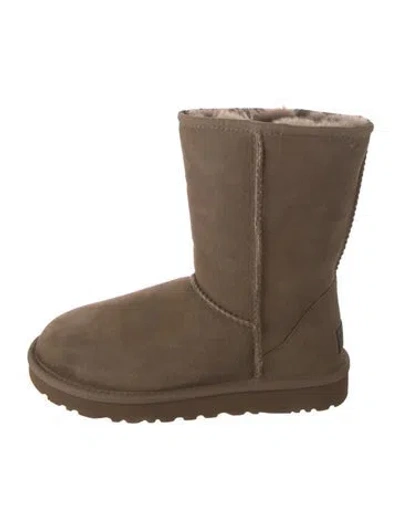 Pre-owned Ugg Suede Embroidered Accent Boots In Brown