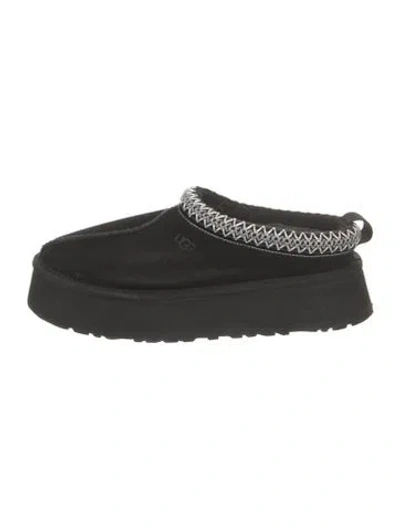 Pre-owned Ugg Suede Embroidered Accent Mules In Black