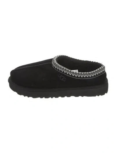 Pre-owned Ugg Suede Embroidered Accent Mules In Black