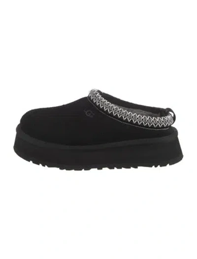 Pre-owned Ugg Suede Embroidered Accent Mules In Black